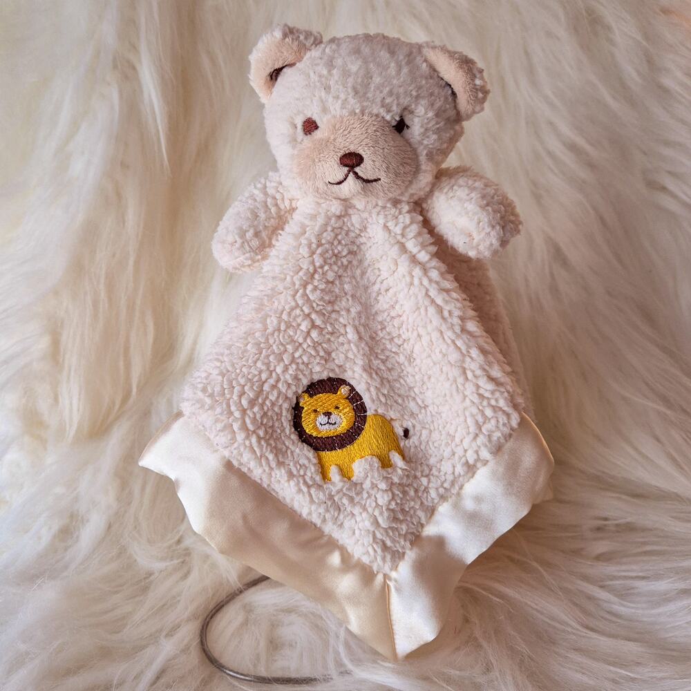 Tiddliwinks Teddy Bear Lion Baby Security Blanket Lovey Sherpa Satin 14x14